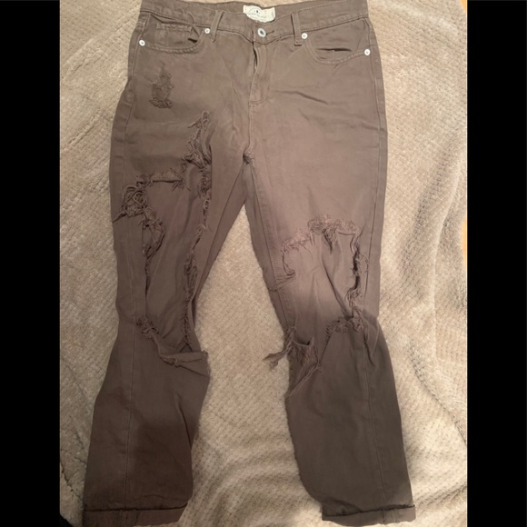 Distressed jeans. Dark green in colour. - Picture 1 of 1